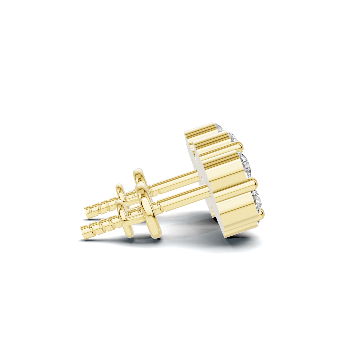 Golden Floral Cluster Diamond Stud Earrings