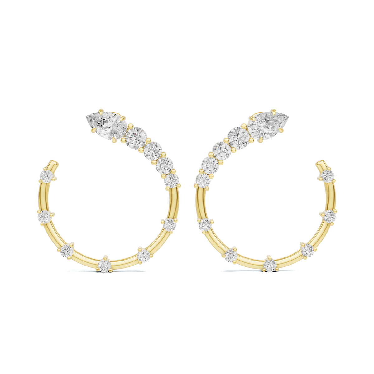 Radiant Marquise and Pave Diamond Open Hoops