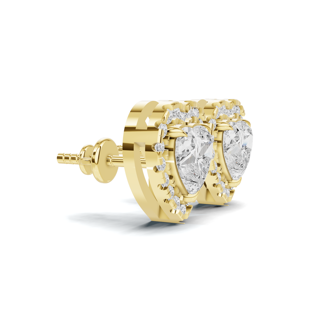 Heart-Shaped Diamond Double Halo Stud Earrings