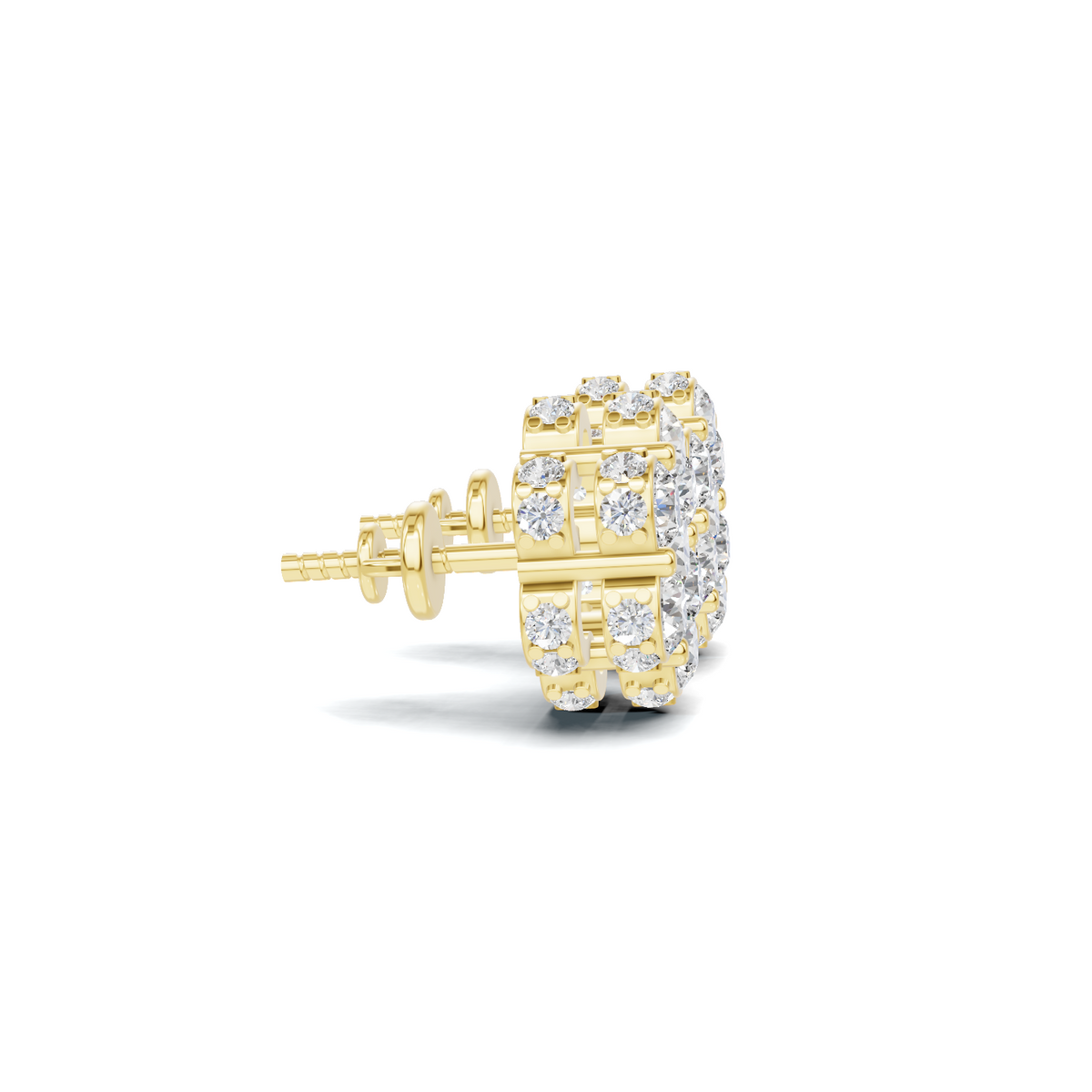 Golden Floral Diamond Cluster Stud Earrings