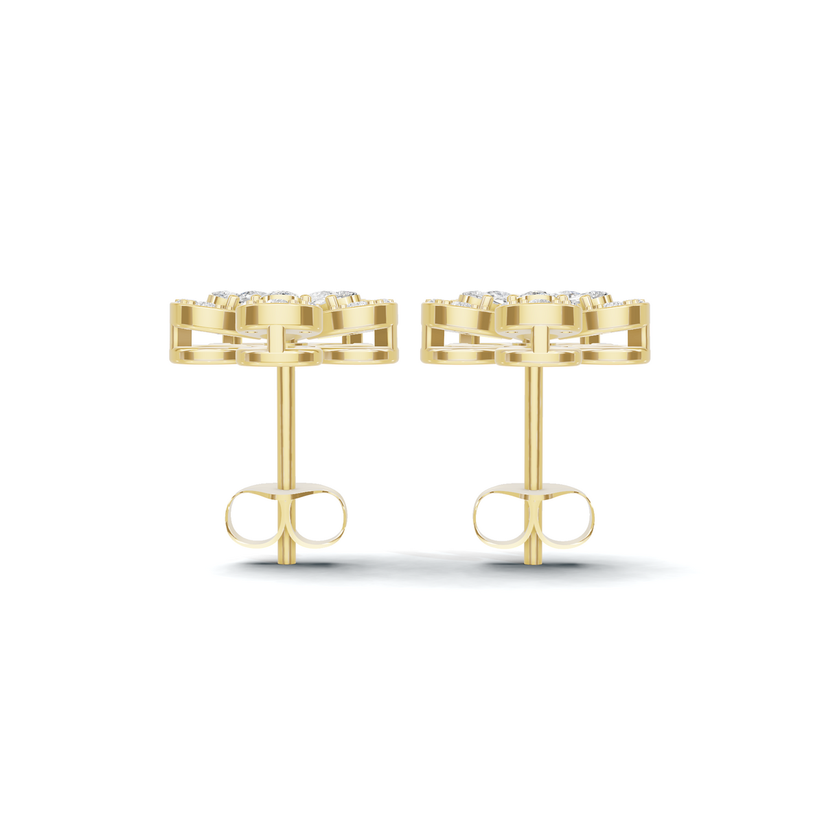 Golden Blossom Pear Diamond Cluster Earrings