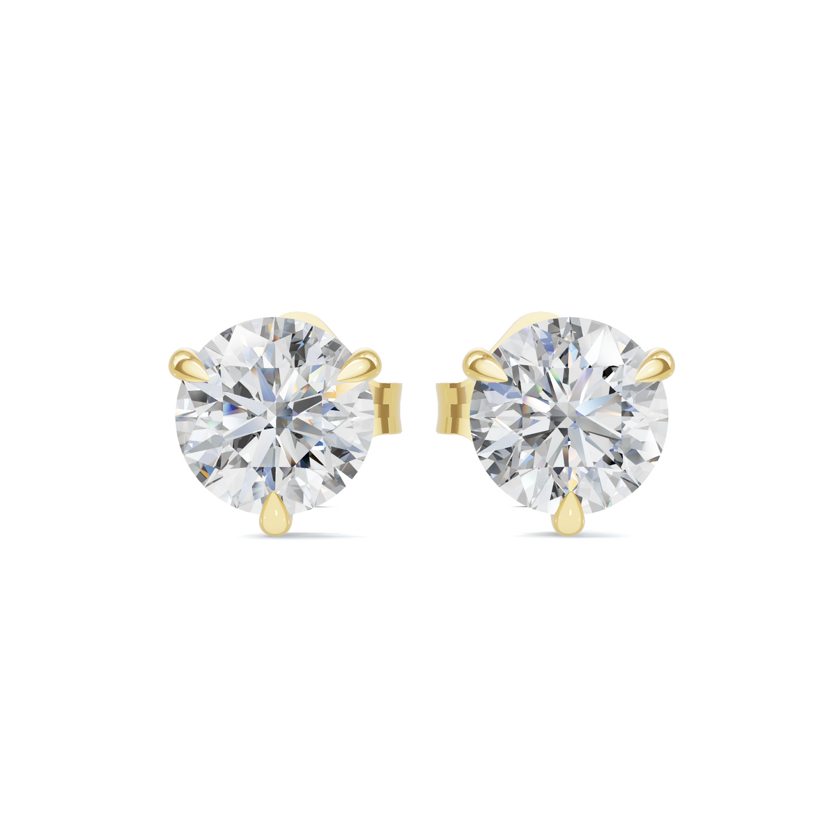 Classic Three Prong Round Diamond Studs