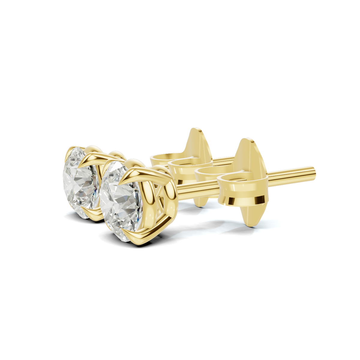 Classic Four-Prong Round Diamond Stud Earrings