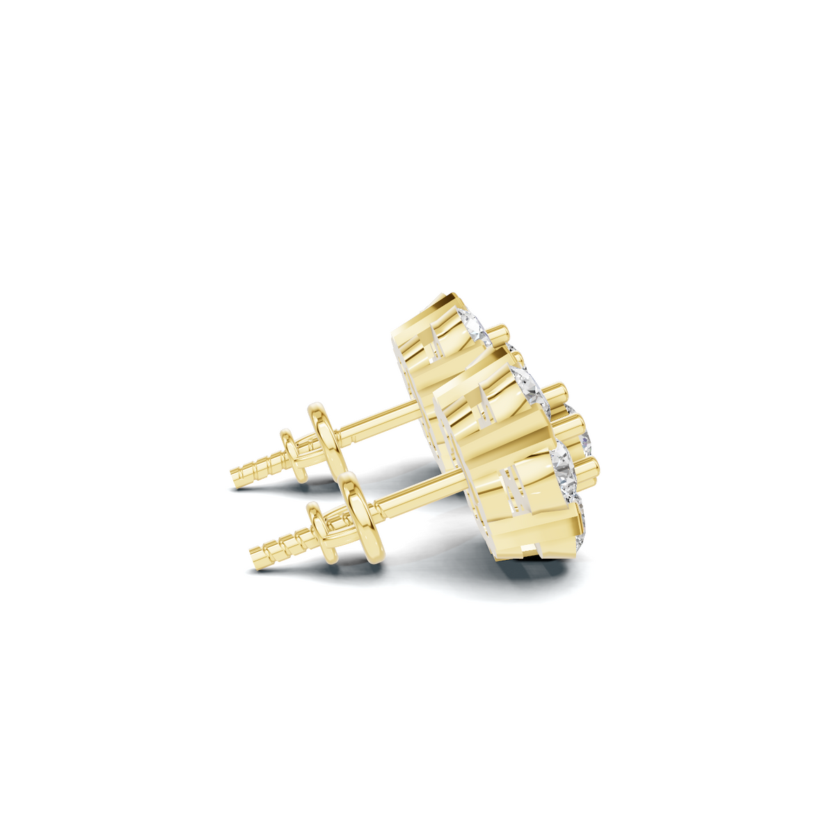 Gleaming Cluster Diamond Gold Stud Earrings