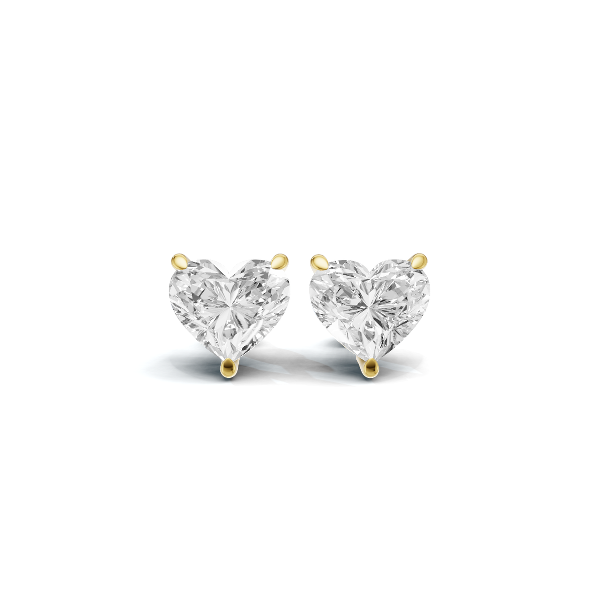 Heart-Shaped Solitaire Diamond Stud Earrings