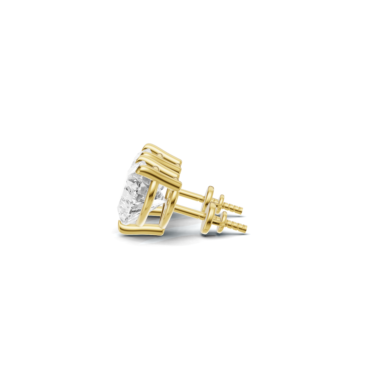 Heart-Shaped Solitaire Diamond Stud Earrings