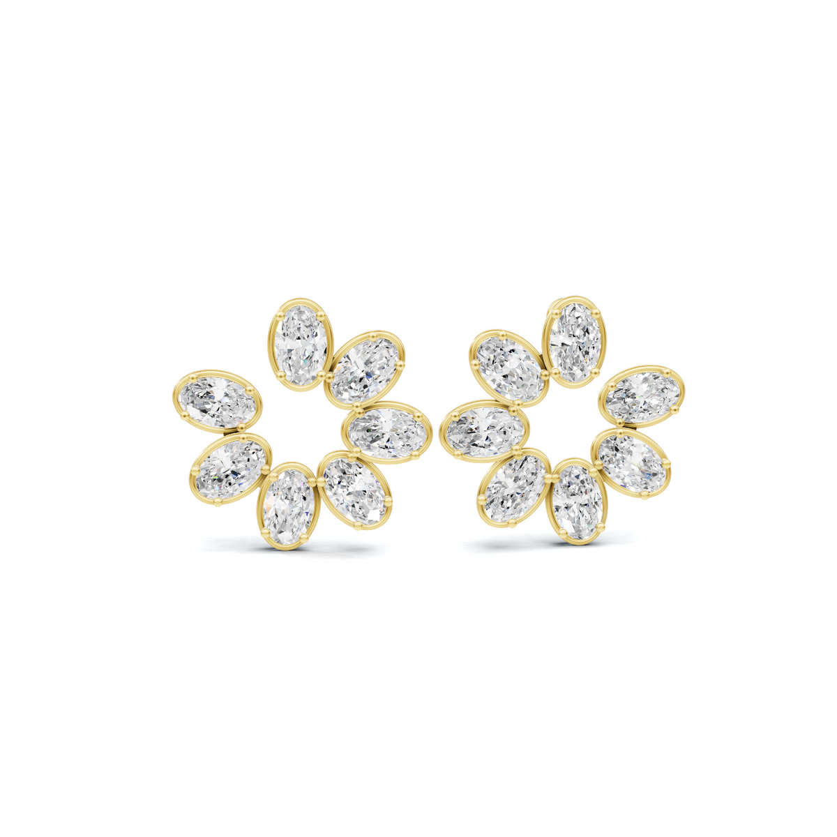 Radiant Cluster Diamond Floral Drop Earrings