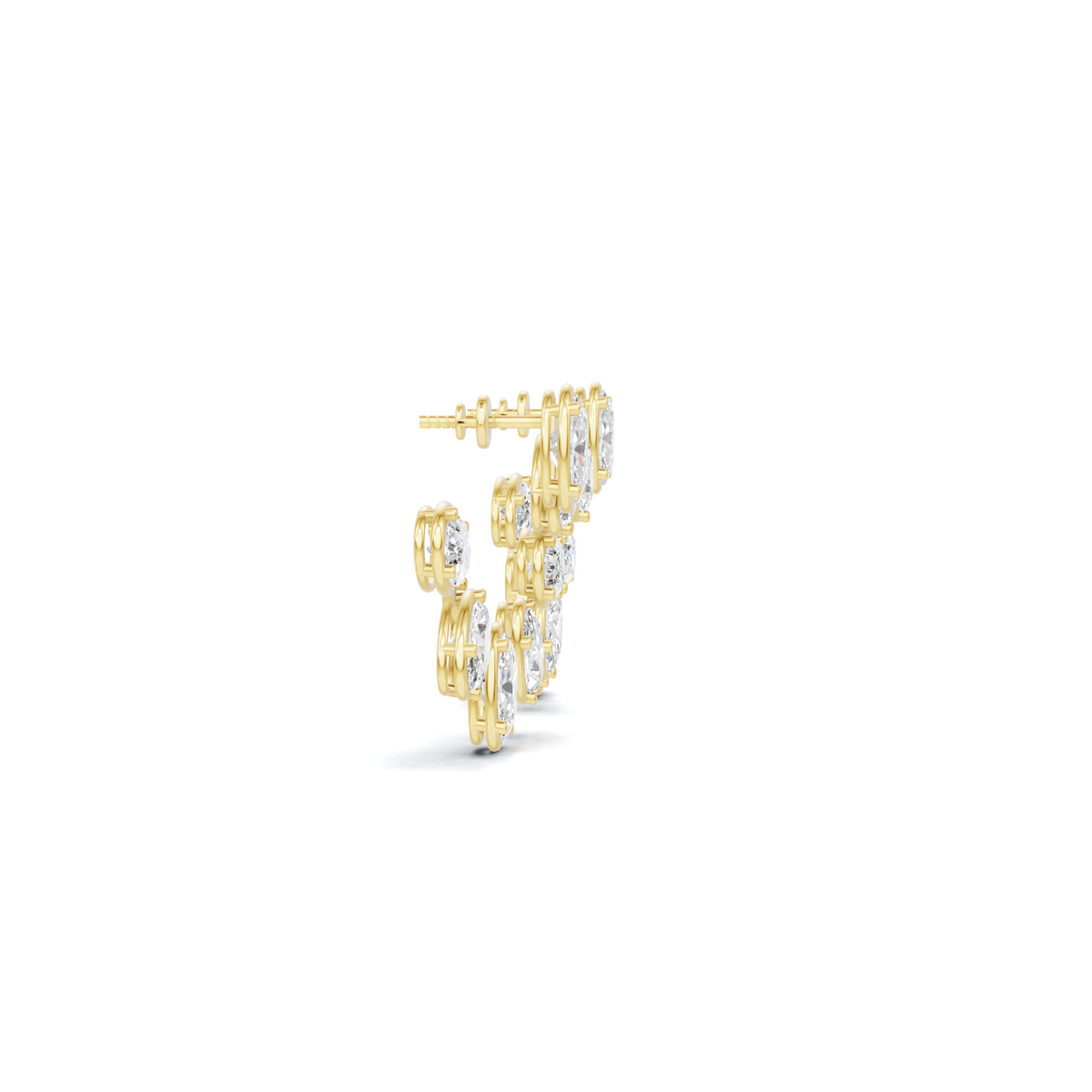 Radiant Cluster Diamond Floral Drop Earrings