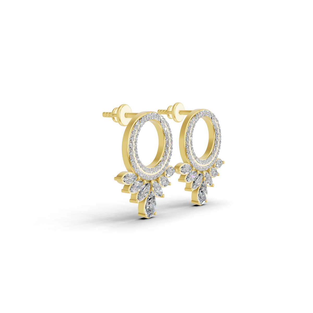 Radiant Marquise Cluster Diamond Hoop Earrings