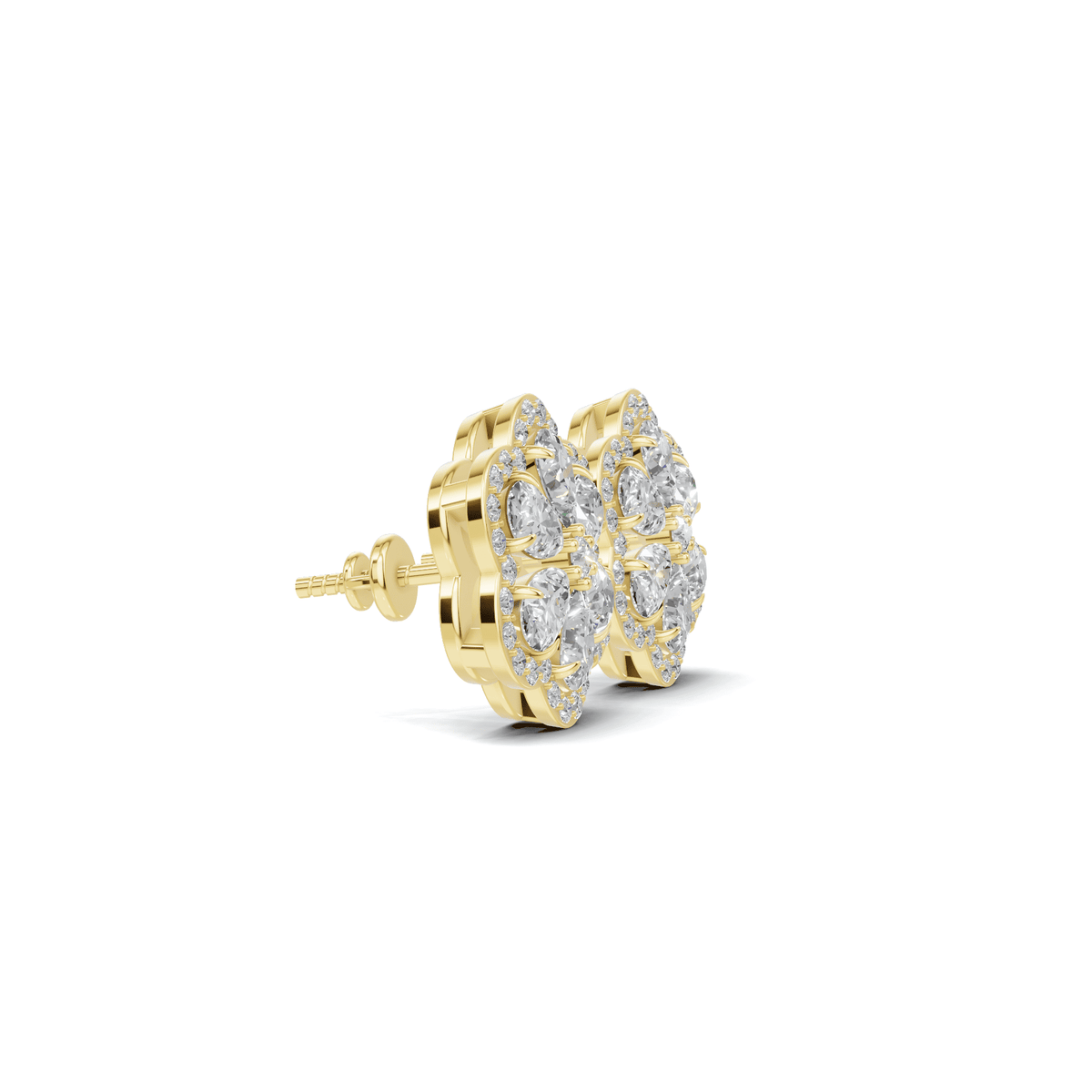Golden Blossom Pear Diamond Cluster Earrings