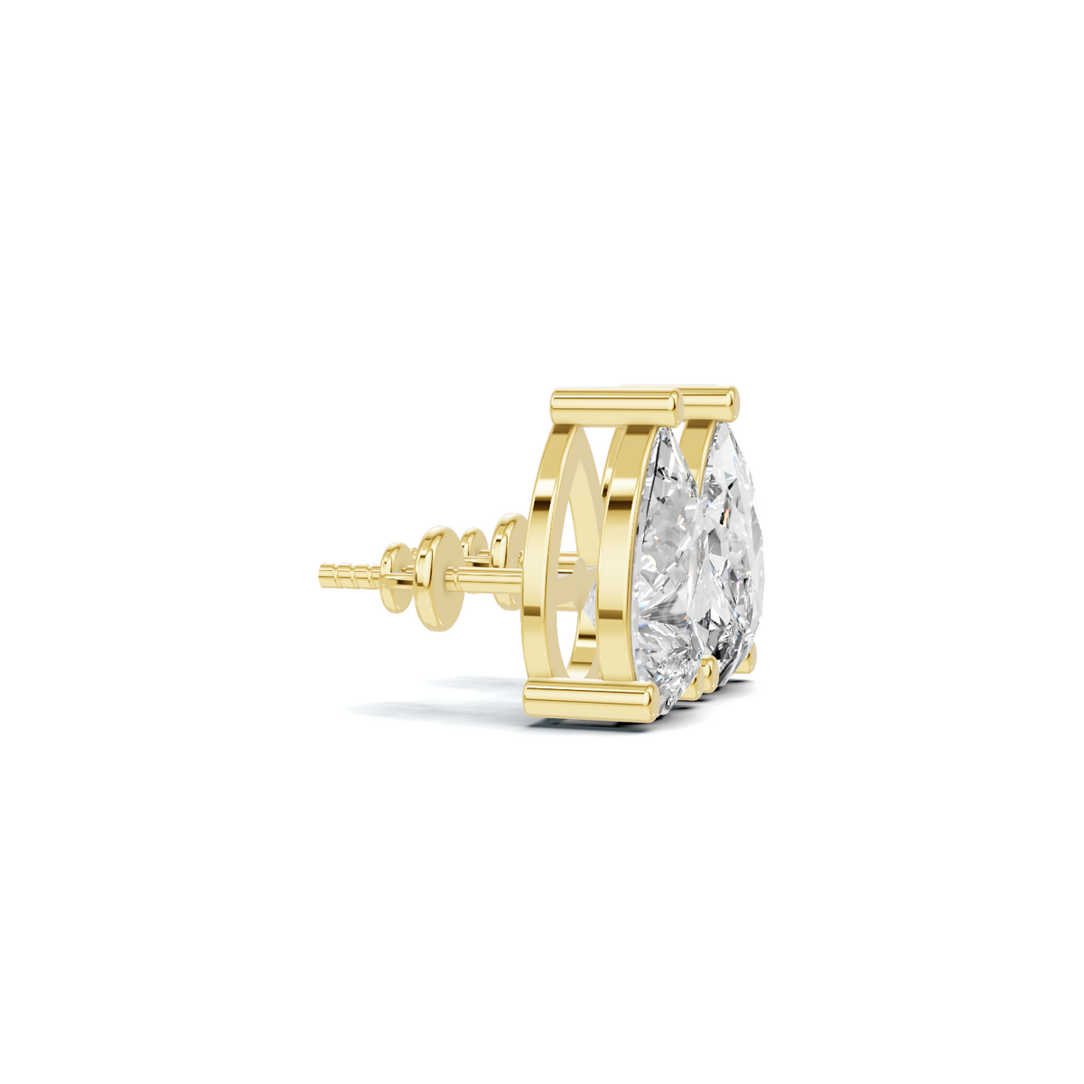 Pear-Cut Diamond Three-Prong Studs in Gold