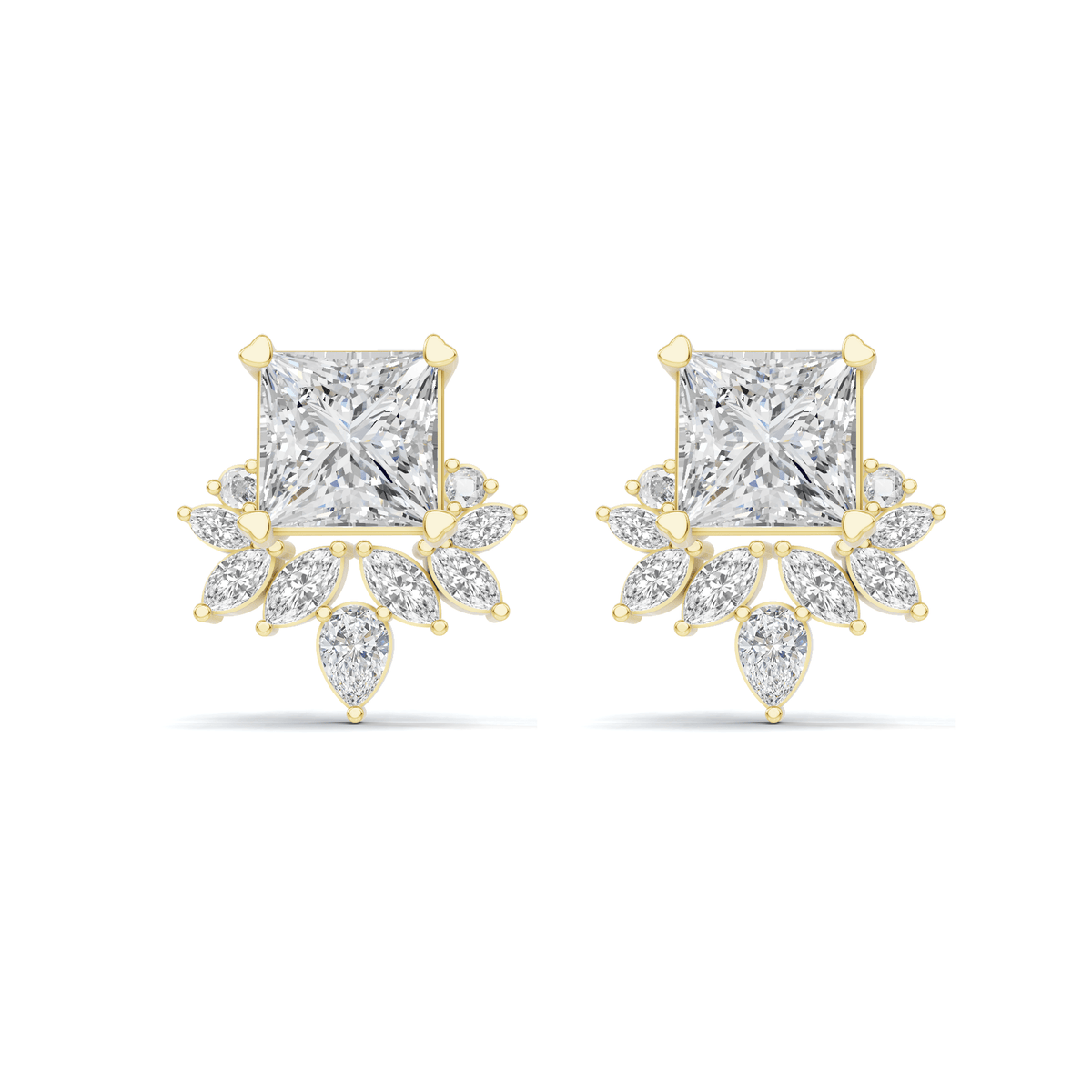 Radiant Princess Marquise Cluster Drop Earrings
