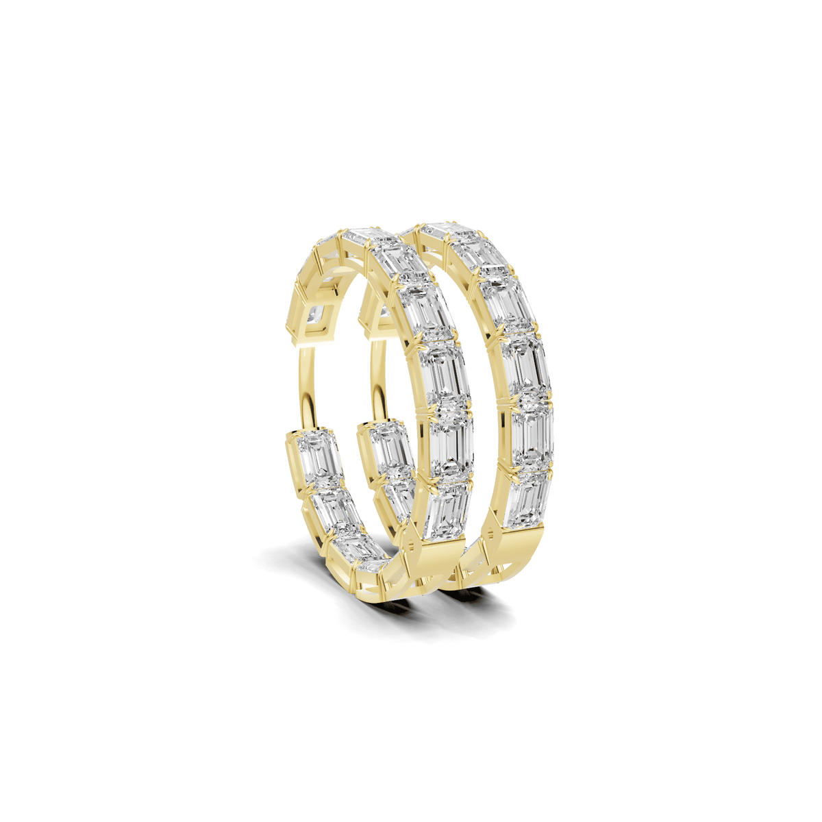 Emerald Cut Diamond Inside-Out Hoop Earrings
