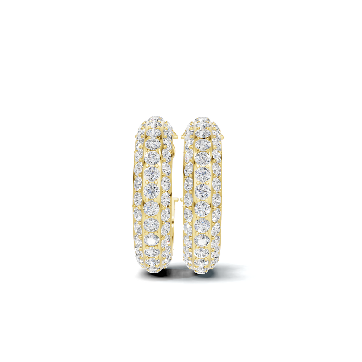 Triple Row Pave Diamond Hoop Earrings