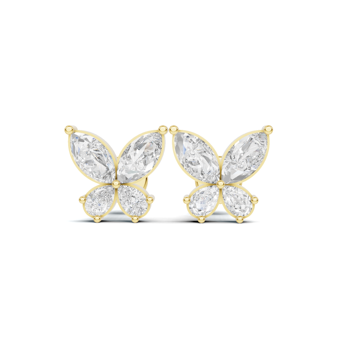 Marquise Diamond Butterfly Stud Earrings in Gold