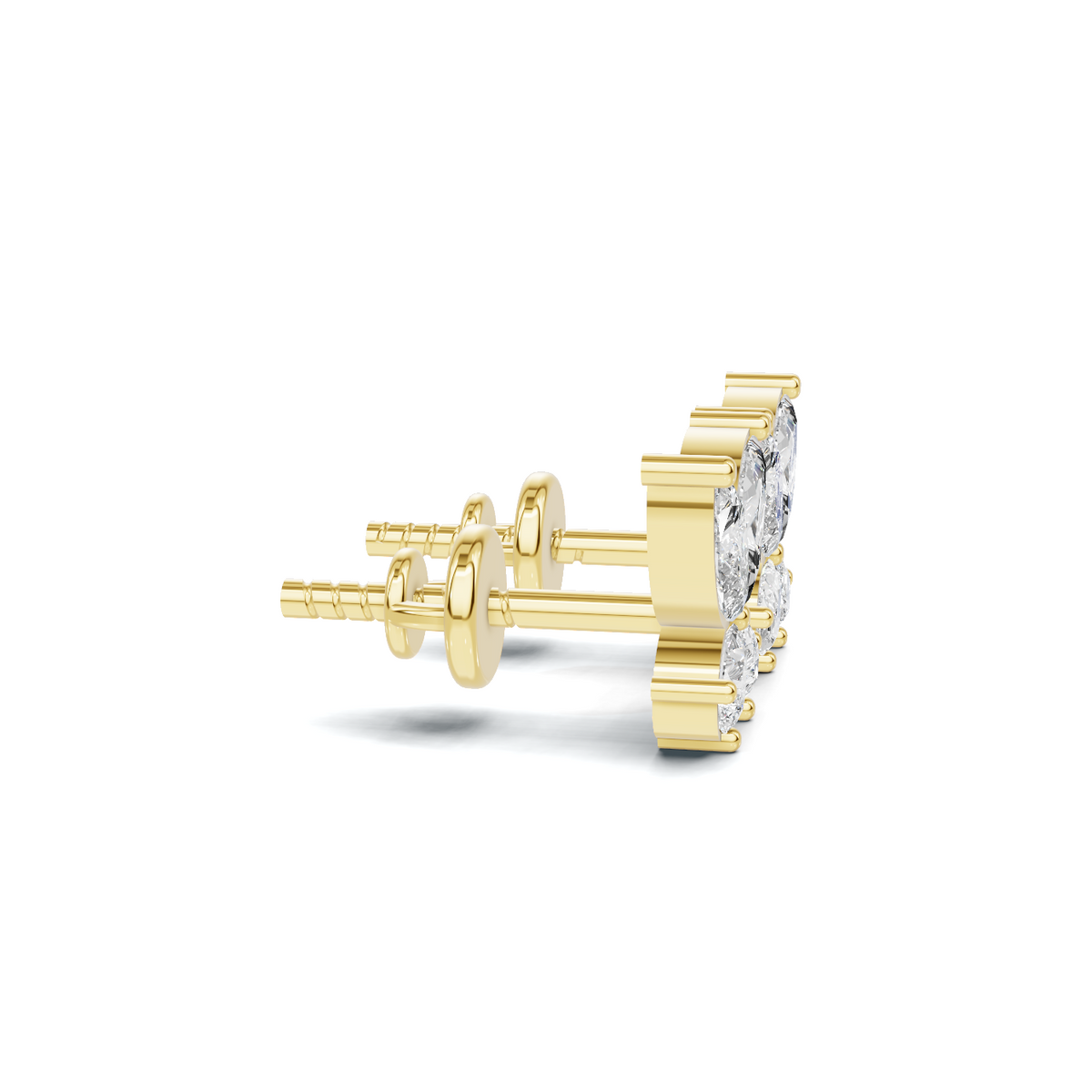 Marquise Diamond Butterfly Stud Earrings in Gold