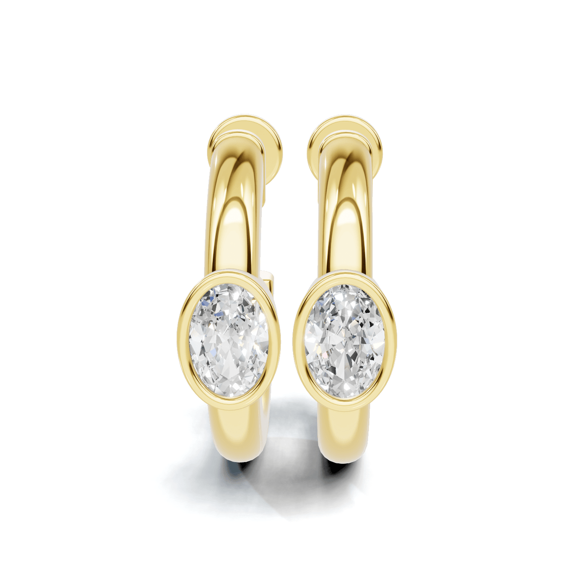 Bezel Set Oval Diamond Hoop Earrings