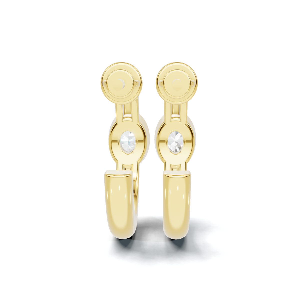 Bezel Set Oval Diamond Hoop Earrings