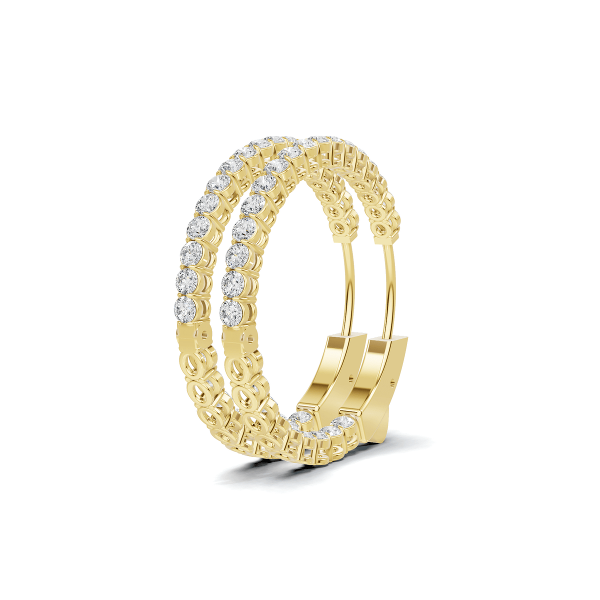 Double Row Pave Diamond Hoop Earrings