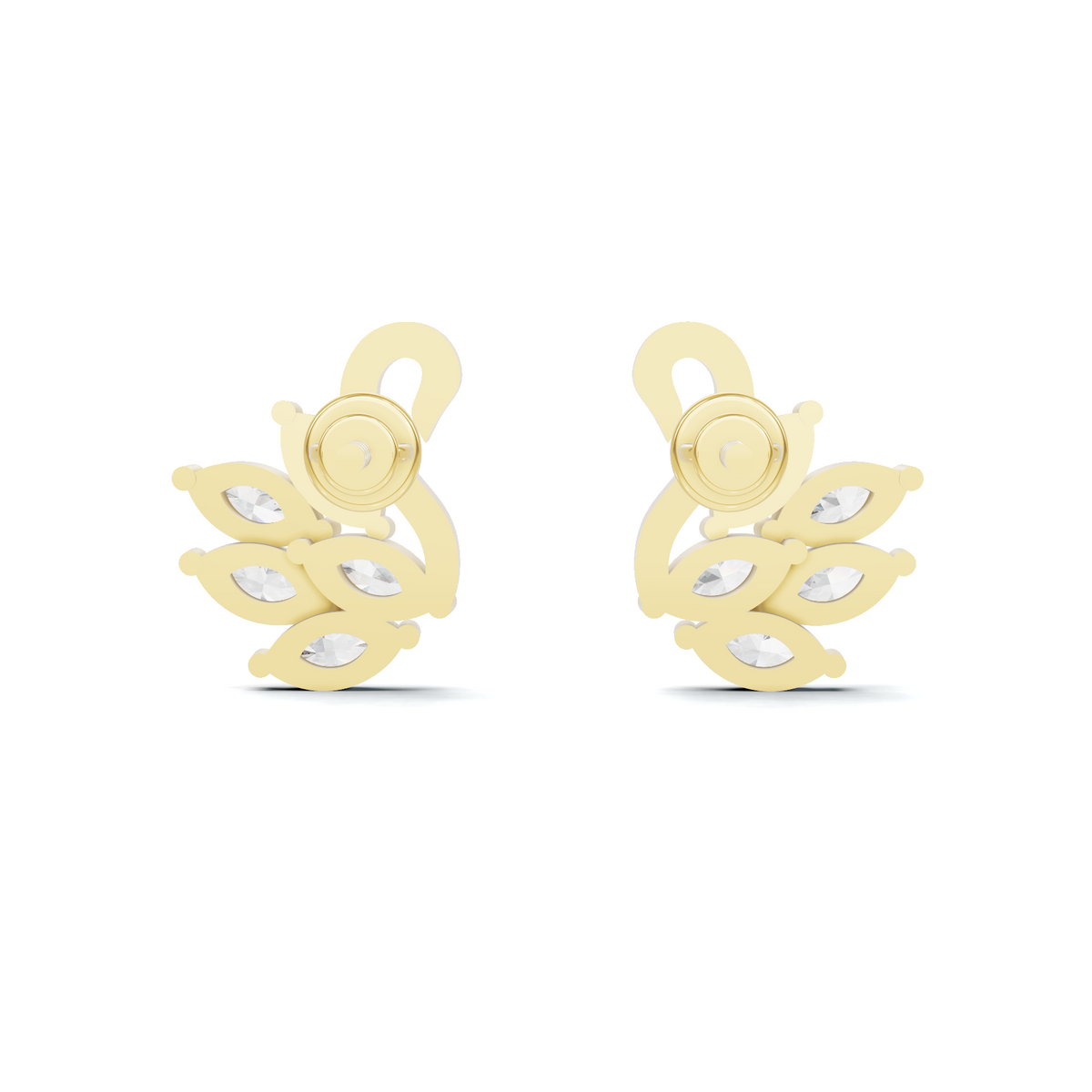 Graceful Marquise Diamond Swan Stud Earrings