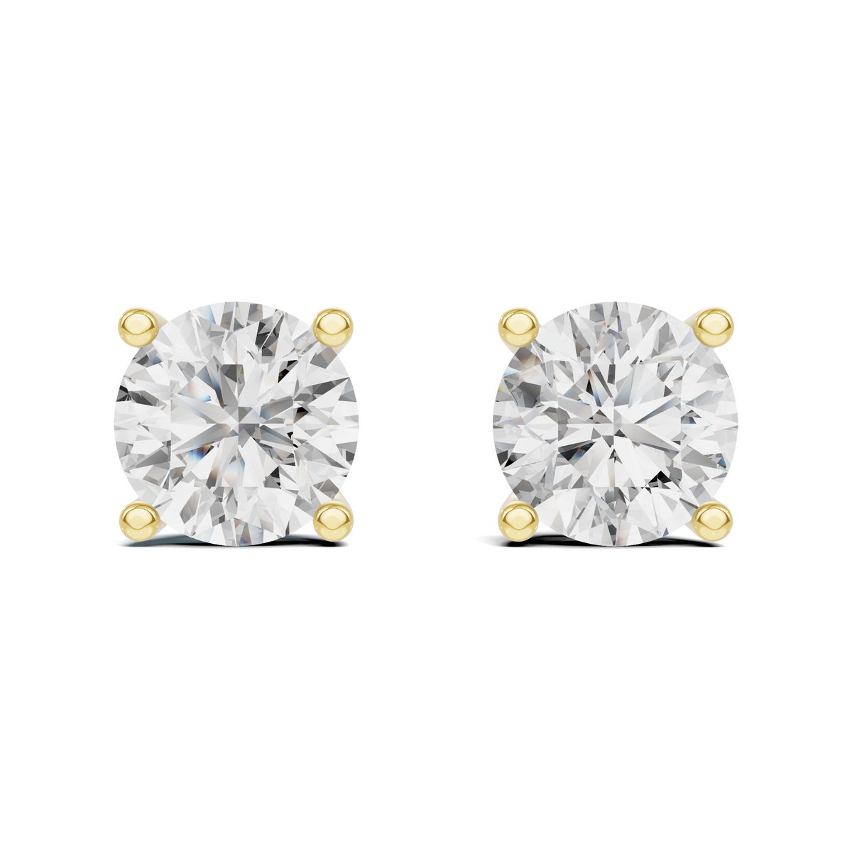 Classic Four-Prong Round Diamond Stud Earrings