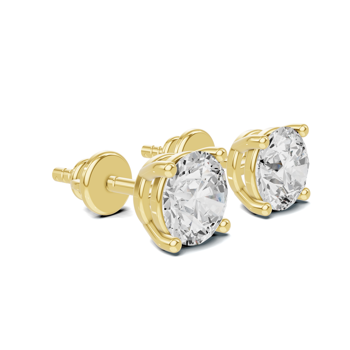 Classic Four-Prong Round Diamond Stud Earrings