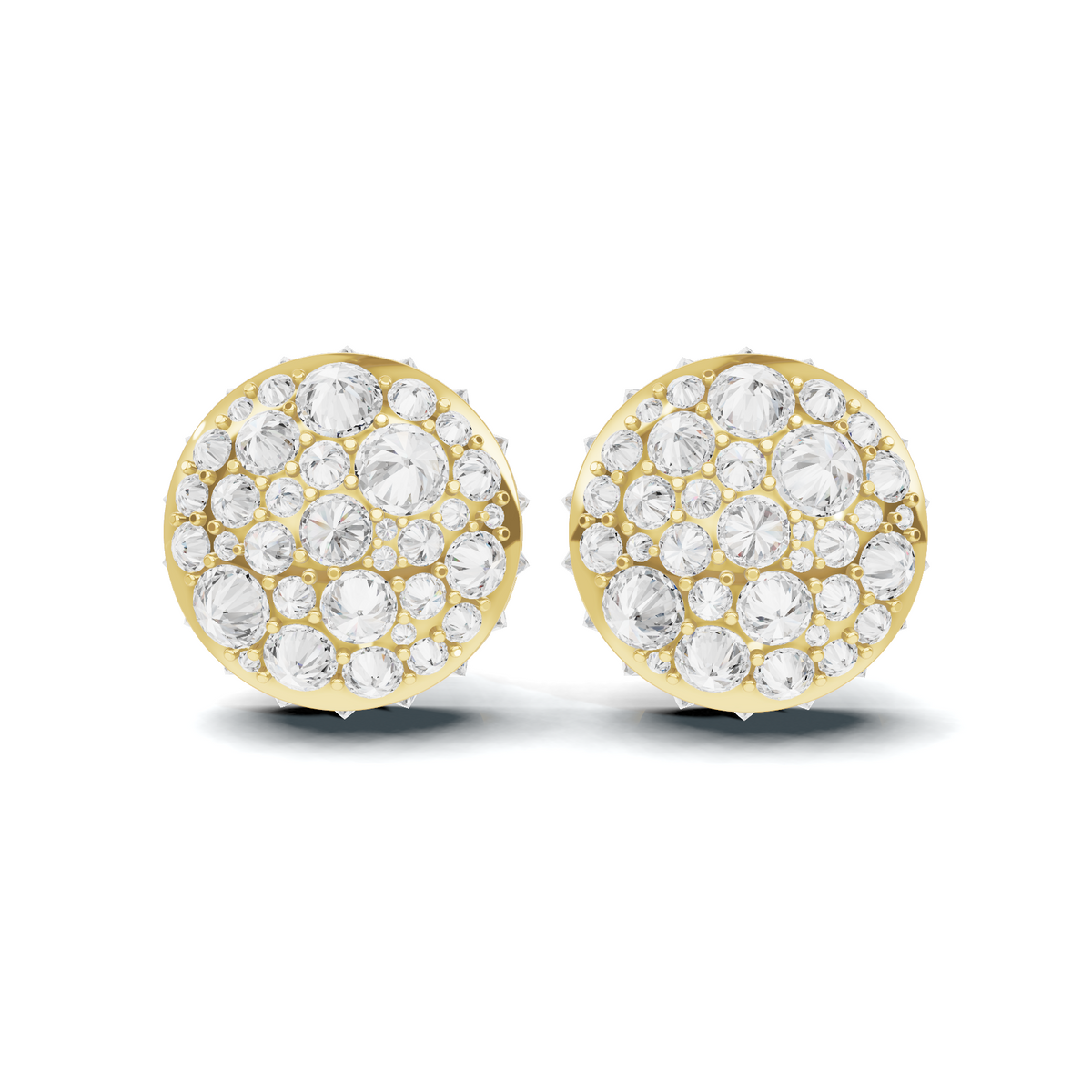 Golden Mosaic Pave Diamond Stud Earrings