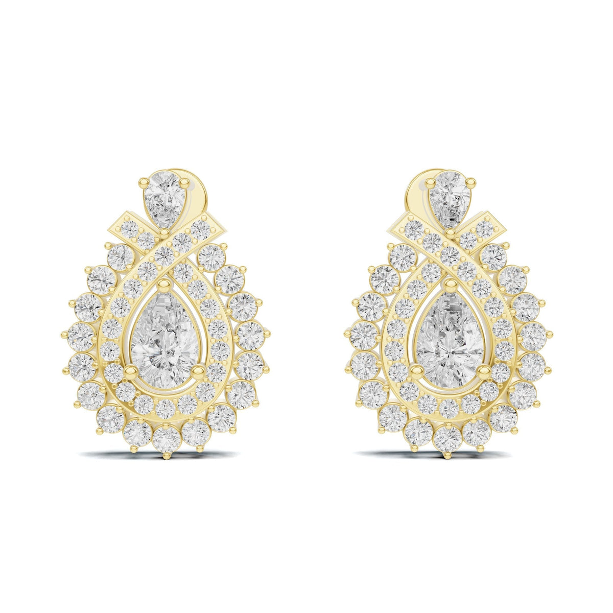 Pear Shaped Diamond Halo Drop Earrings