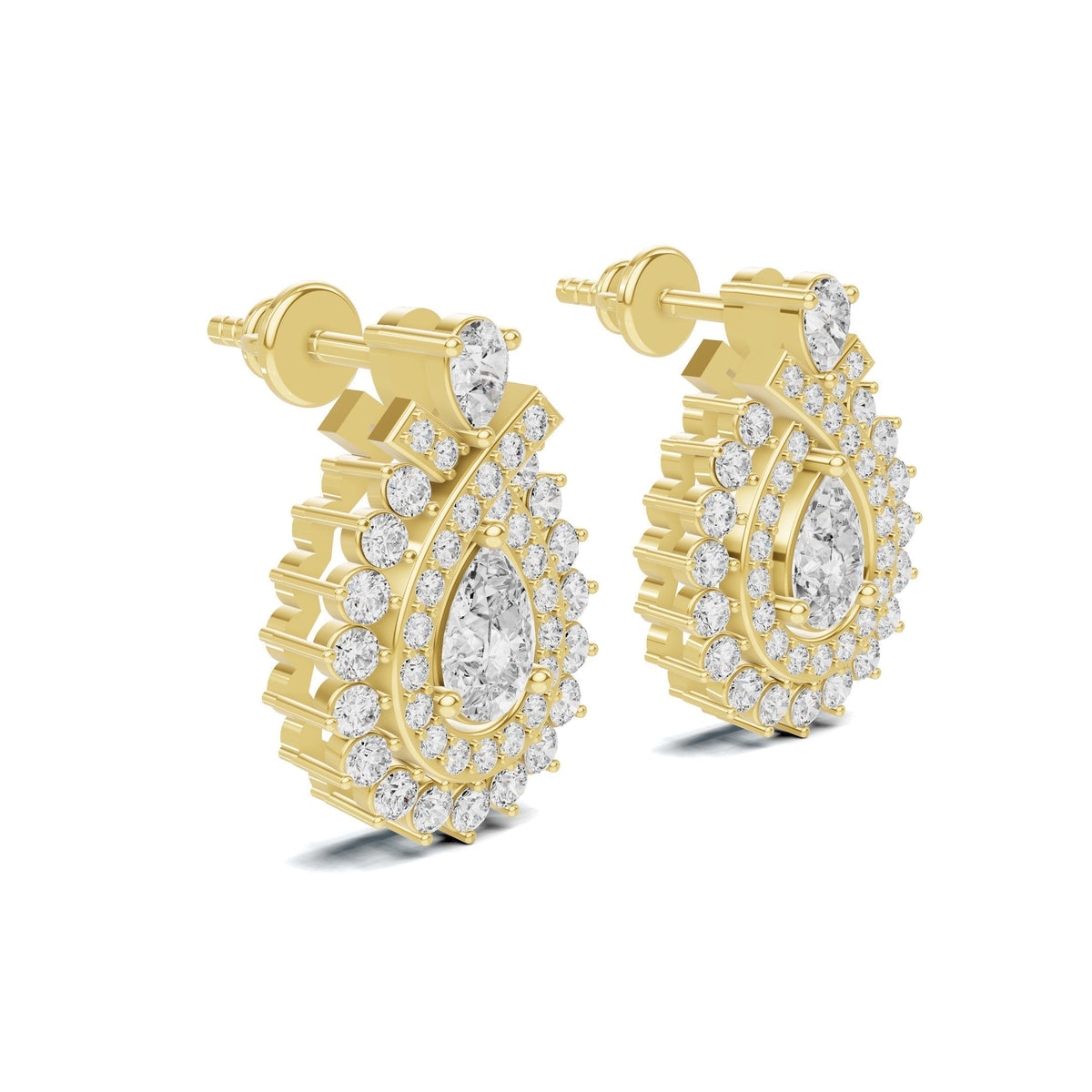 Pear Shaped Diamond Halo Drop Earrings