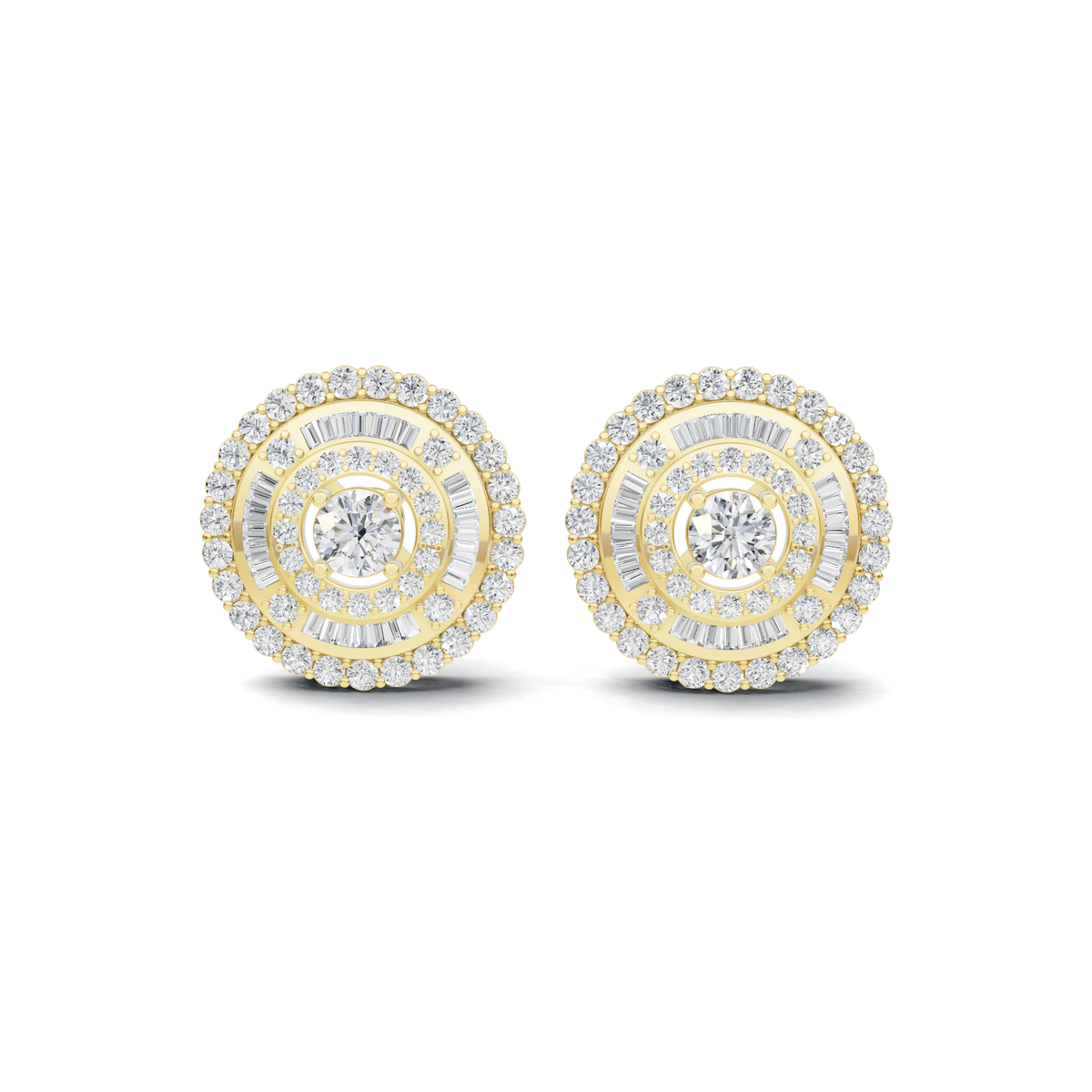 Gilded Mosaic Diamond Cluster Stud Earrings