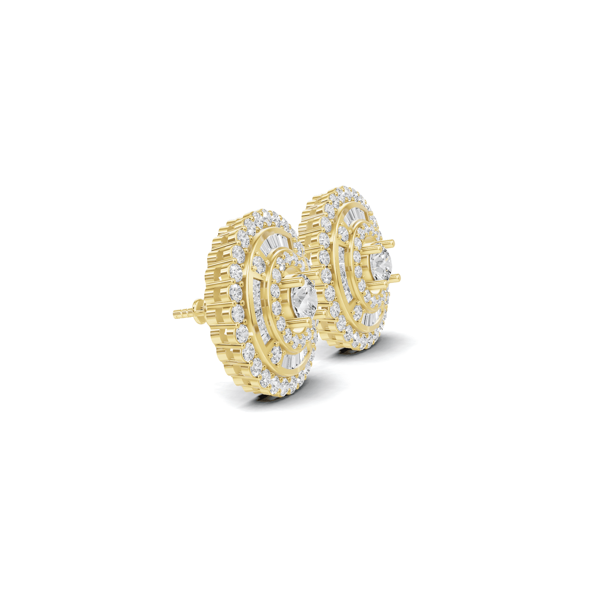 Gilded Mosaic Diamond Cluster Stud Earrings