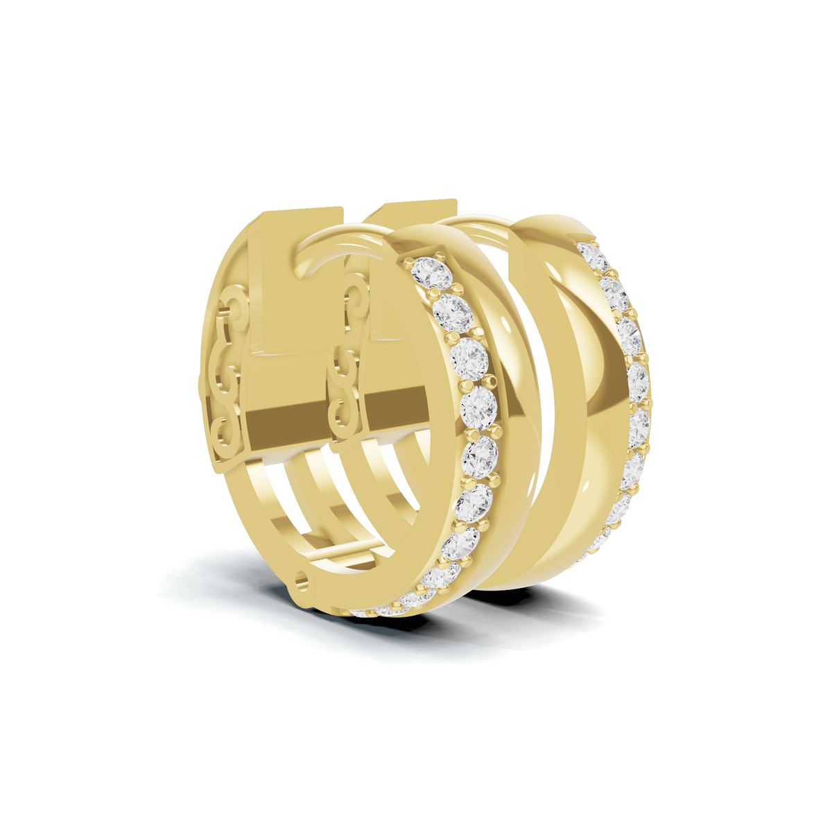 Gleaming Pave Diamond Half Hoop Earrings