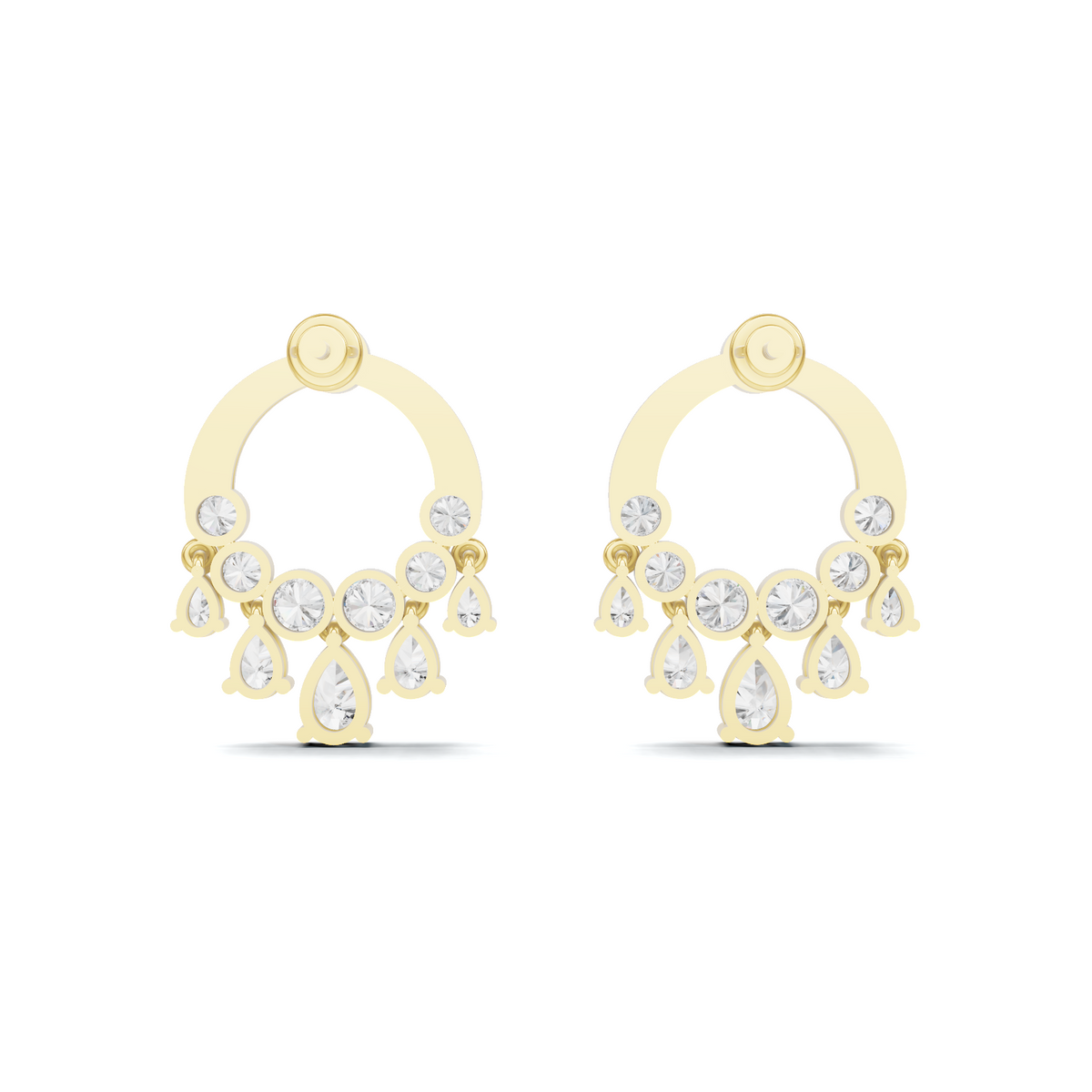 Gilded Cascading Diamond Cluster Hoop Earrings