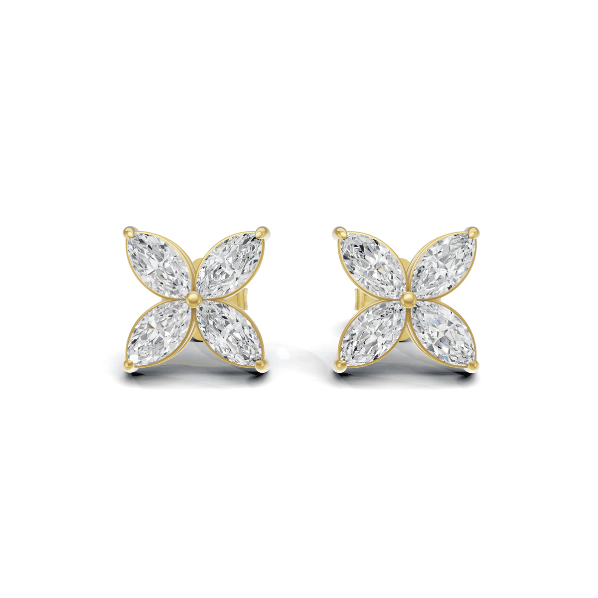 Marquise Petal Cluster Gold Earrings