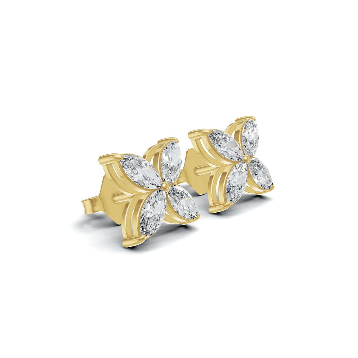 Marquise Petal Cluster Gold Earrings
