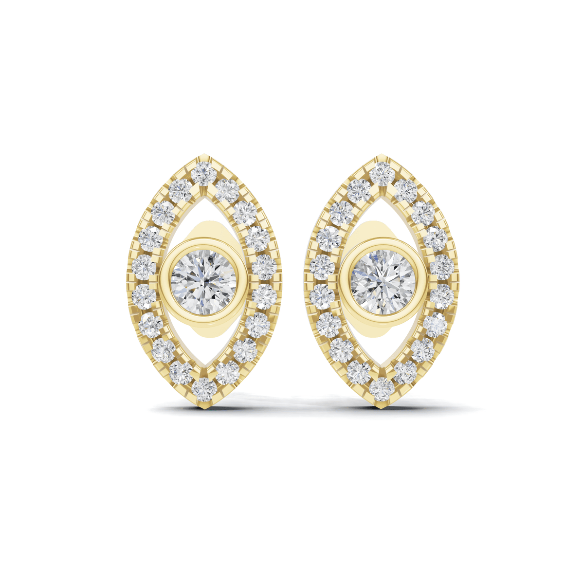 Gleaming Marquise Halo Diamond Stud Earrings