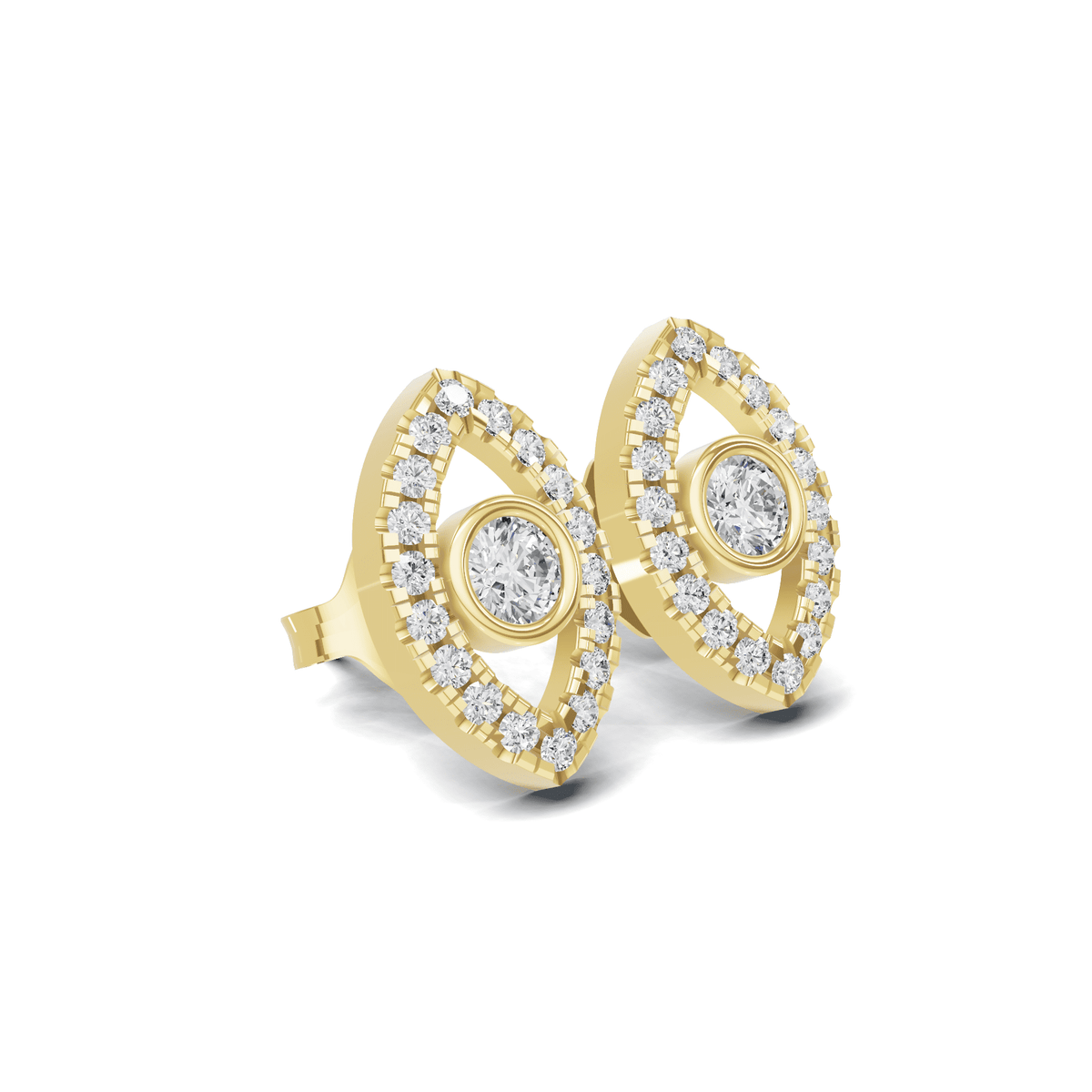 Gleaming Marquise Halo Diamond Stud Earrings