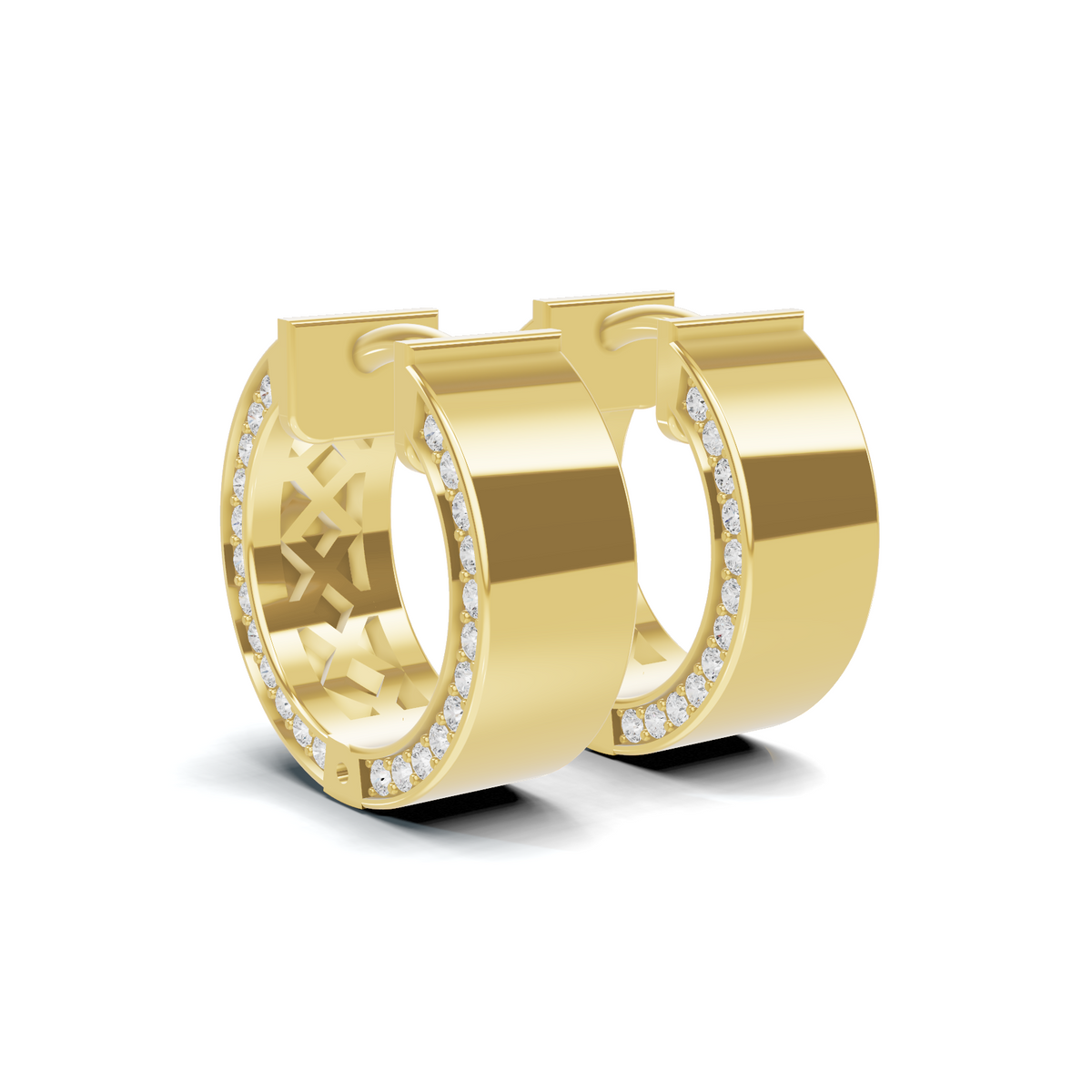Architectural Pavé Diamond Hoop Earrings