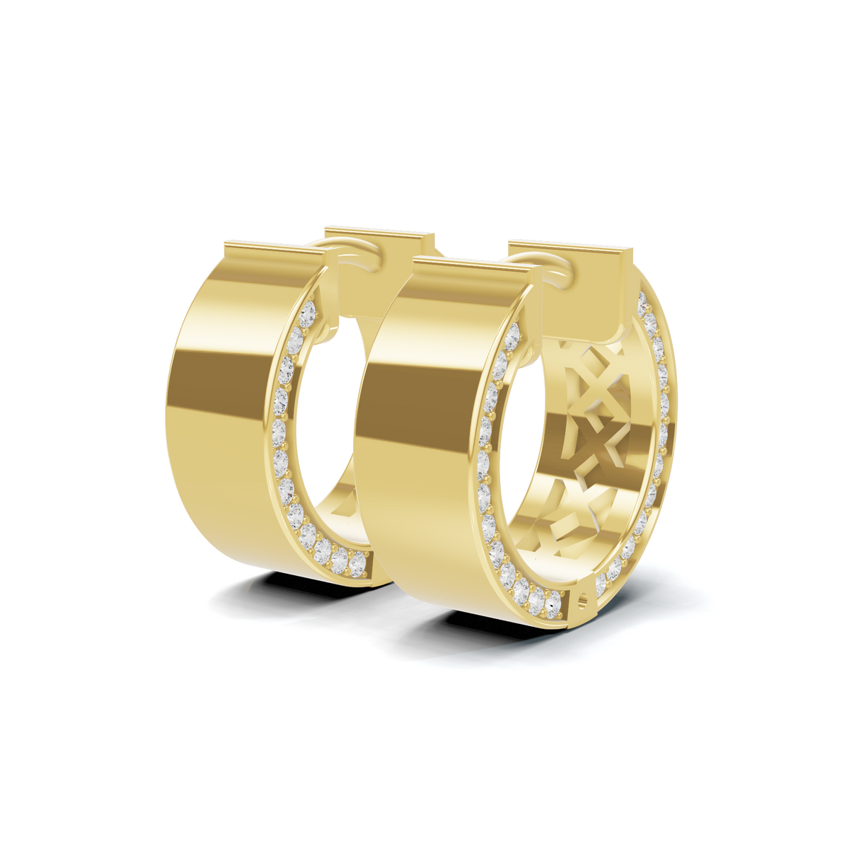 Architectural Pavé Diamond Hoop Earrings