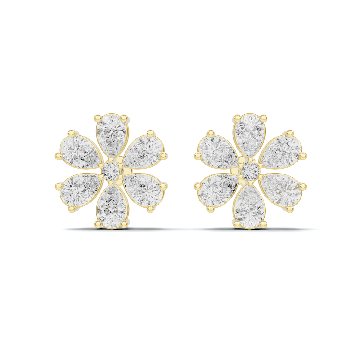 Blossom Pear Diamond Cluster Stud Earrings