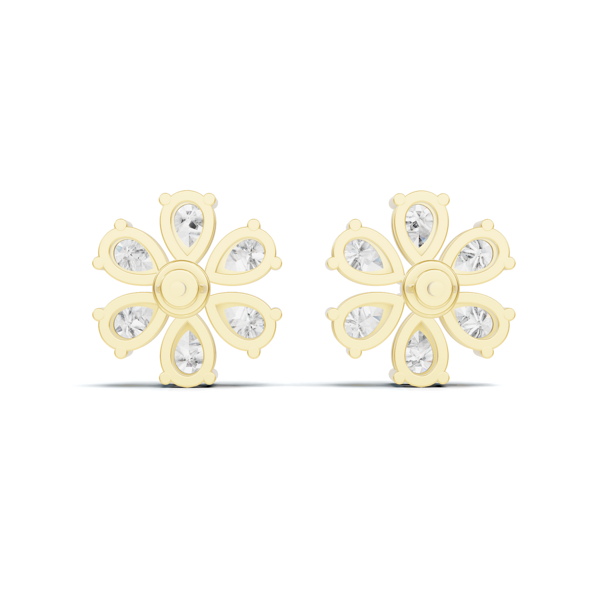Blossom Pear Diamond Cluster Stud Earrings