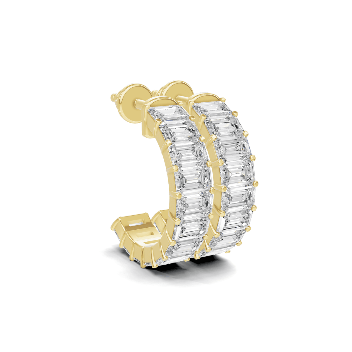 Emerald Cut Diamond Inside-Out Hoops