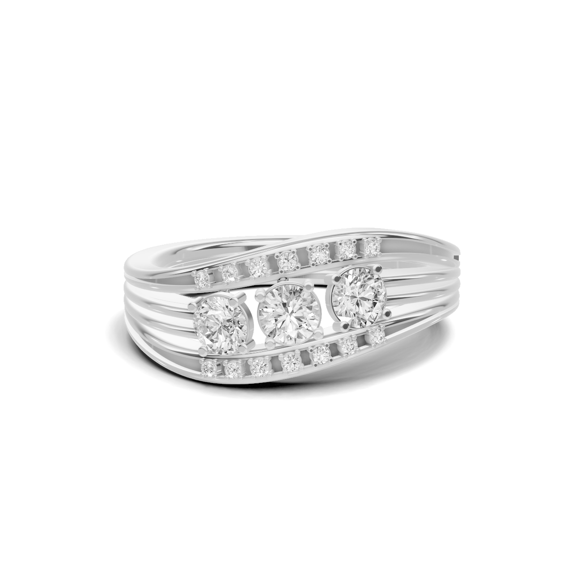 Multi Gemstone Bypass Gold Ring