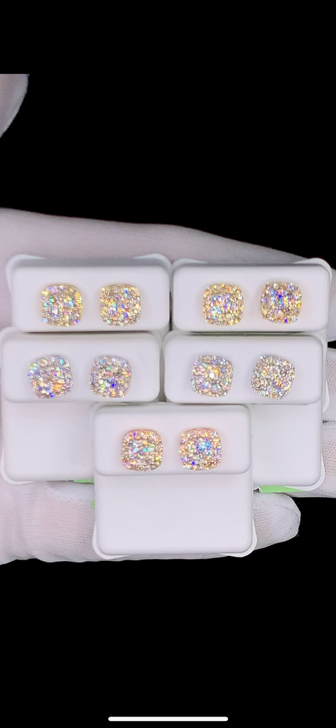 14k diamond square earrings