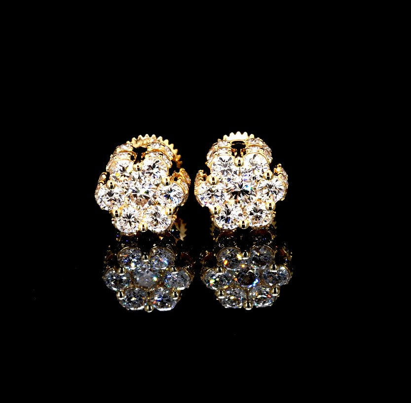 14K VVS LAB FLOWER DIAMOND EARRINGS