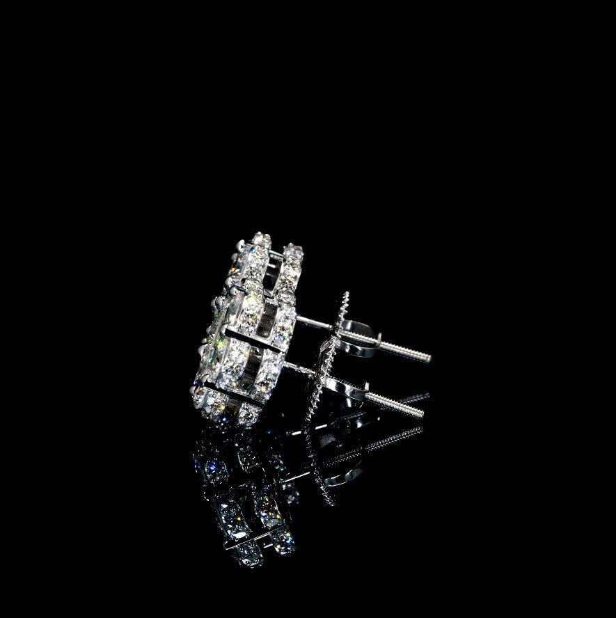 14K FLOWER VVS DIAMOND EARRINGS