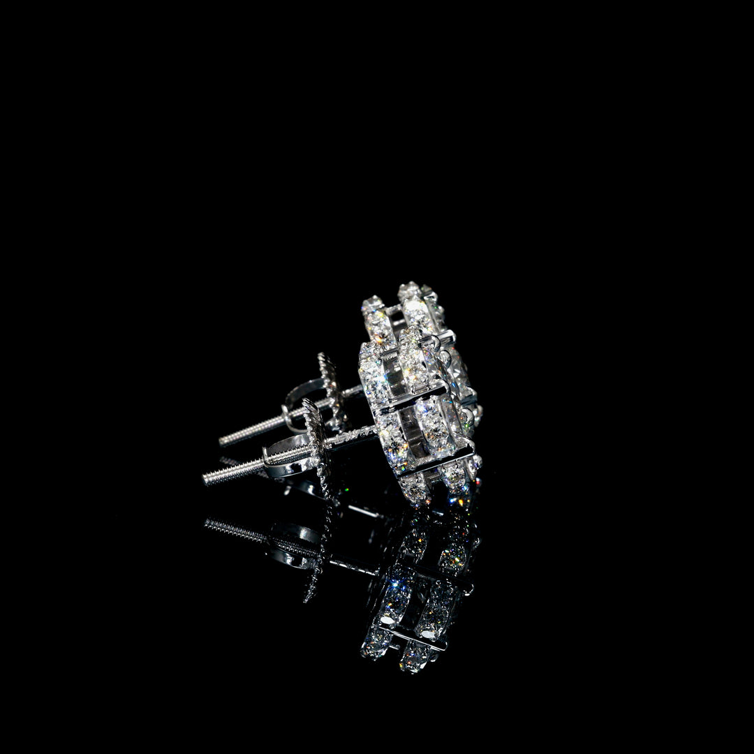 14K FLOWER VVS DIAMOND EARRINGS