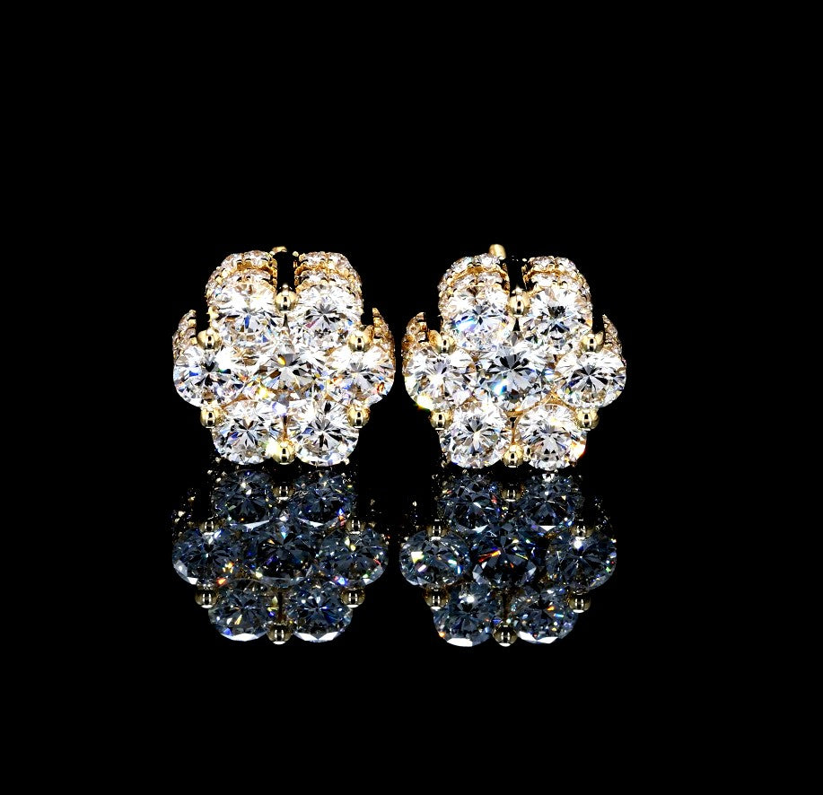 14K VVS LAB FLOWER DIAMOND EARRINGS