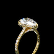 14K YELLOW GOLD LAB GROWN PEAR BRILLIANT ENGAGEMENT RING