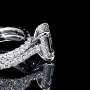 14K WHITE GOLD LAB GROWN EMERALD CUT ENGAGEMENT RING